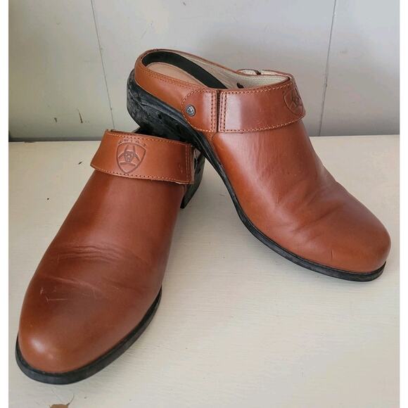 Ariat Womens Size 7B Western Closed Toe Leather Mules Shoes Brown Slip On - Picture 3 of 11